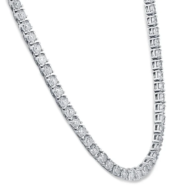 8Ct TW Natural Diamond Tennis Necklace White Gold 18"