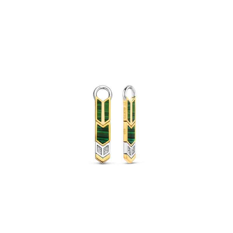 Subtle gem earrings-TI SENTO - Milano Malachite Arrow Earring Charms