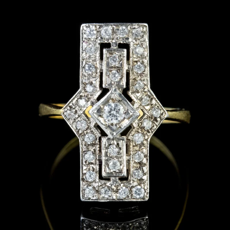 Tight clasp rings-Art Deco Style CZ Cluster Ring Silver Gold Gilt