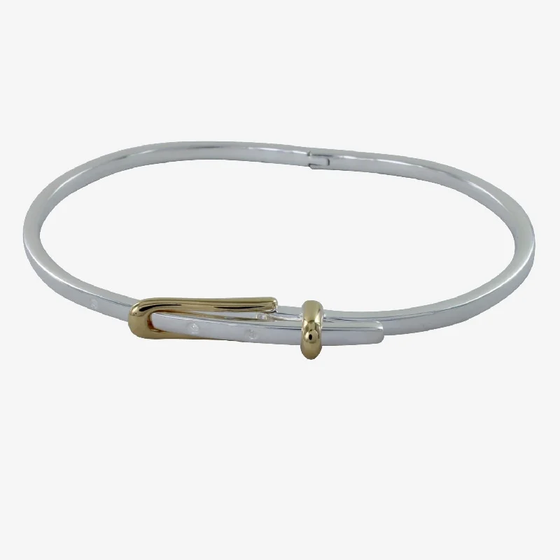 Cultured pearl bangles-Sterling Silver and Gold Plated Buckle Bracelet