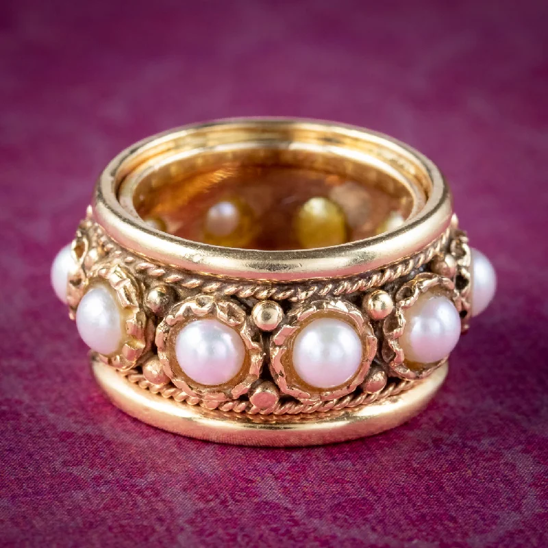 Daisy rings-Vintage Pearl Eternity Band Ring