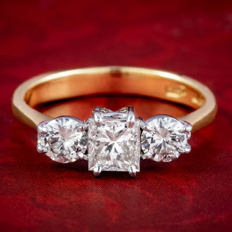 Full moon rings-Vintage Diamond Trilogy Ring 1ct Total