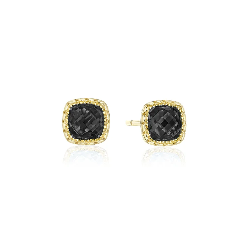 Dual-tone gem earrings-Tacori Cushion Black Onyx Stud Earring