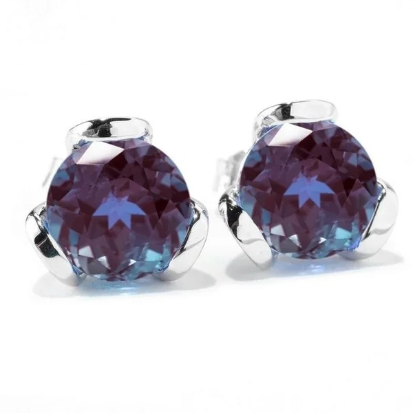 Sleek stud earrings-Sterling Silver Color Changing Alexandrite Stud Earring