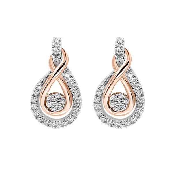 Radiant gem earrings-MIX METAL ROSE GOLD SILVER DIAMOND (1/5CTW) EARRING