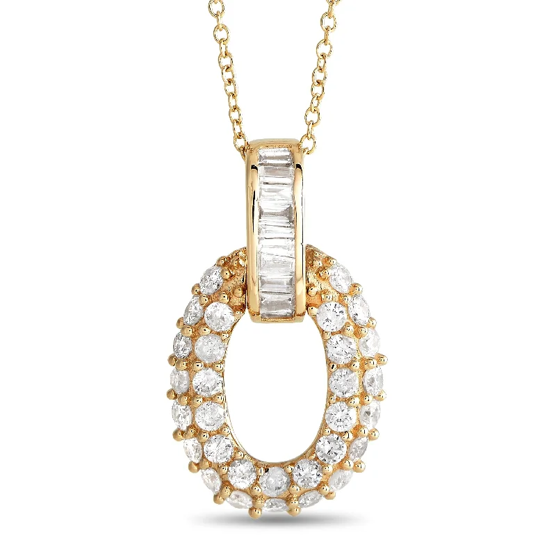 Yellow Gold 0.63ct Diamond Oval Necklace PN15336-Y Length 15 Inch