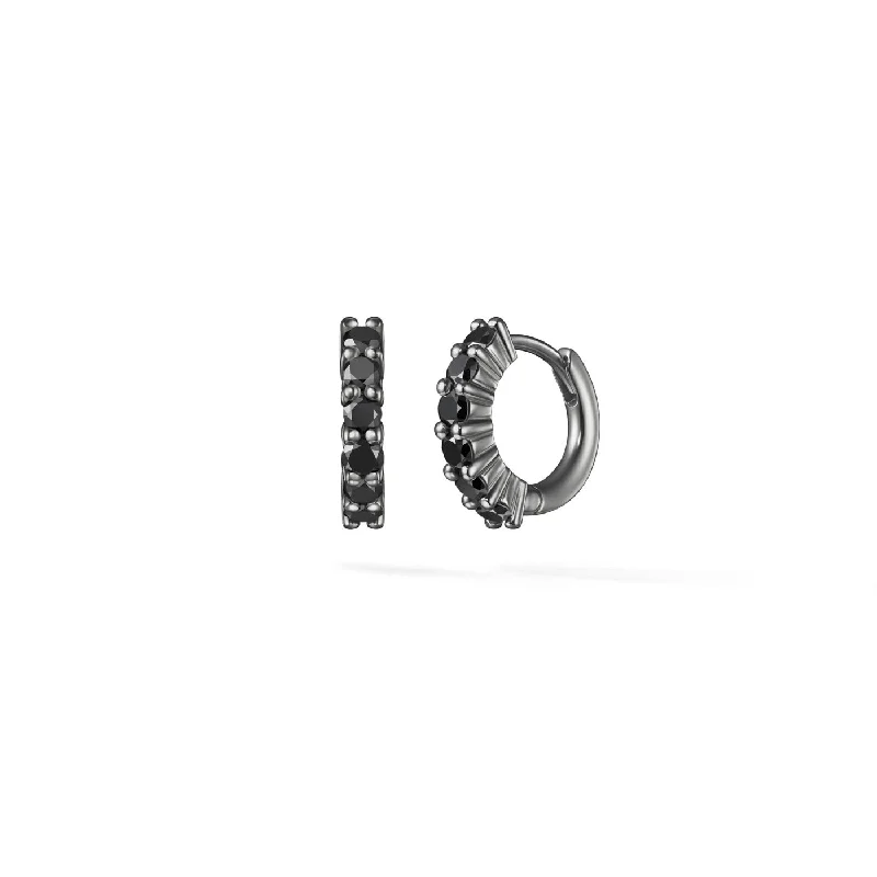 Light wood earrings-SADIE HUGGIE HOOP (2mm, Black Diamond)