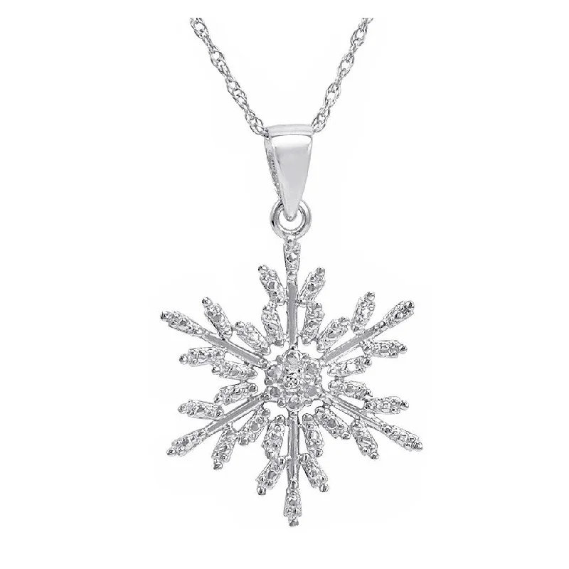 Amanda Rose Collection Diamond Snowflake Pendant-Necklace in Sterling Silver