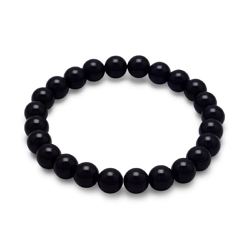 Vivid druzy bangles-Black Onyx Bead Stretch Bracelet