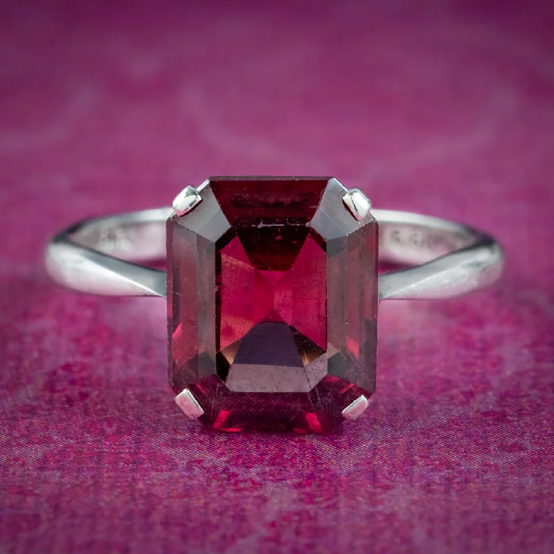 Rose gold rings-Art Deco Almandine Garnet Ring 3.1ct Garnet