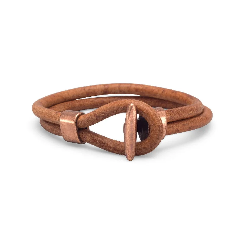 Reef knot bangles-9" Men's Leather and Copper Bracelet