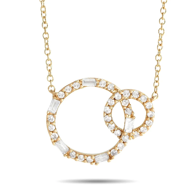 Yellow Gold 0.25ct Diamond Double Hoop Necklace PN15409-Y Length 15 Inch