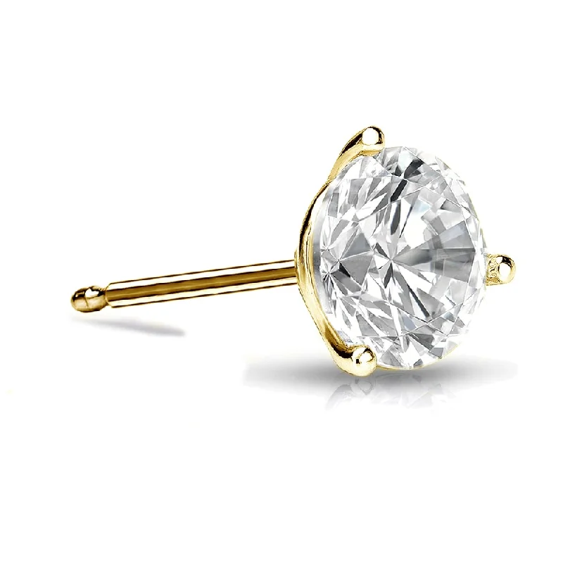 Half moon earrings-Auriya 14k Gold 1ct TDW 3-prong Martini Round SINGLE STUD (1) Diamond Earring