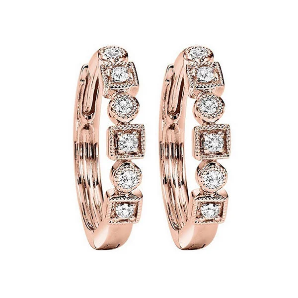 Sleek stud earrings-10KT ROSE GOLD DIAMOND (1/8CTW) EARRING