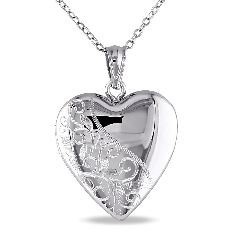 Miadora Sterling Silver Heart Locket Necklace