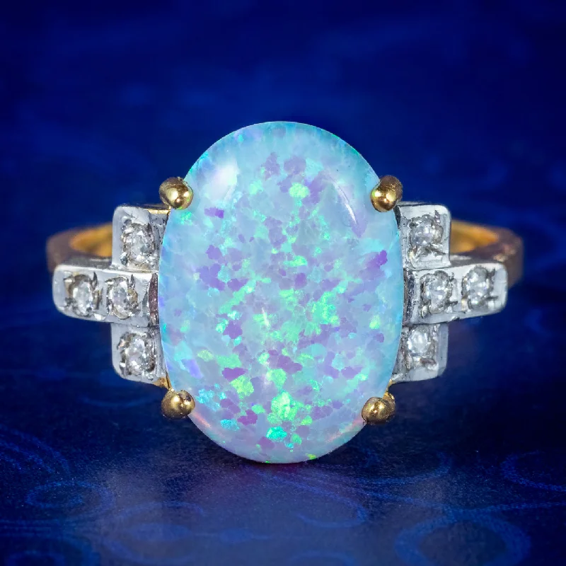 Carved name rings-Art Deco Style Opal Cz Ring