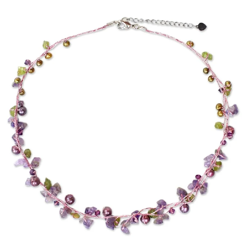 Handmade Freshwater Pearl and Amethyst Necklace (Thailand)