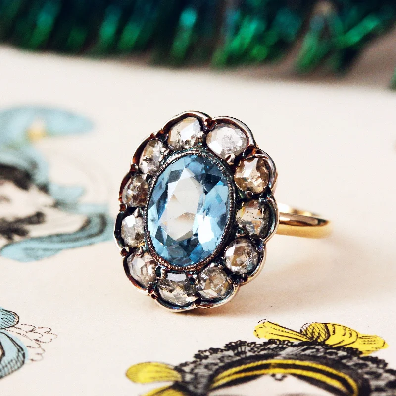 Victorian style rings-Sensational Delight! Antique Spinel and Diamond Cluster Ring