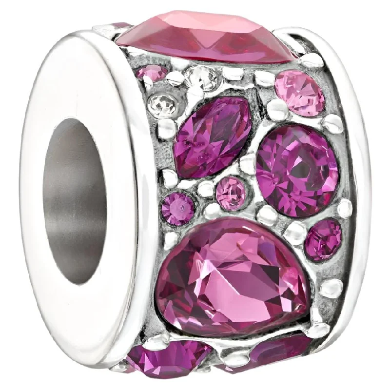 Sculptural engagement rings-Silver bead - Mosaic - pink