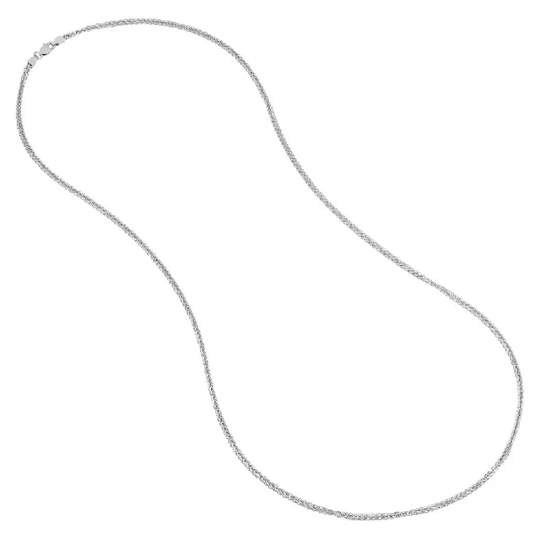 Curata 925 Sterling Silver Rhodium 2.25mm Square Wheat Chain Necklace For Men (Lobster)