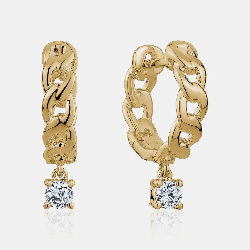 Swirl drop earrings-Braided Diamond Huggies