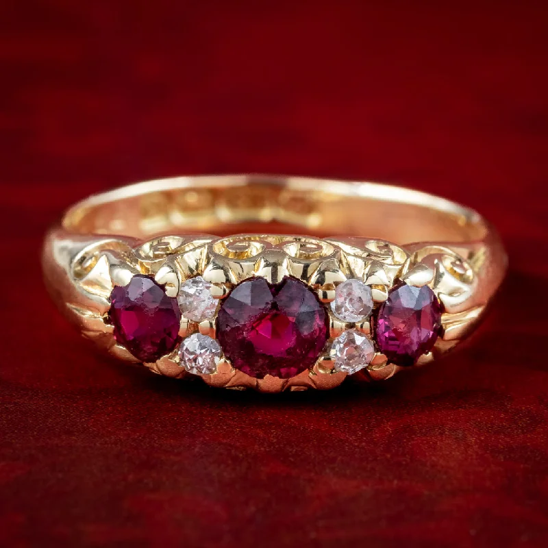 Dainty gold rings-Antique Victorian Ruby Diamond Ring Dated 1863