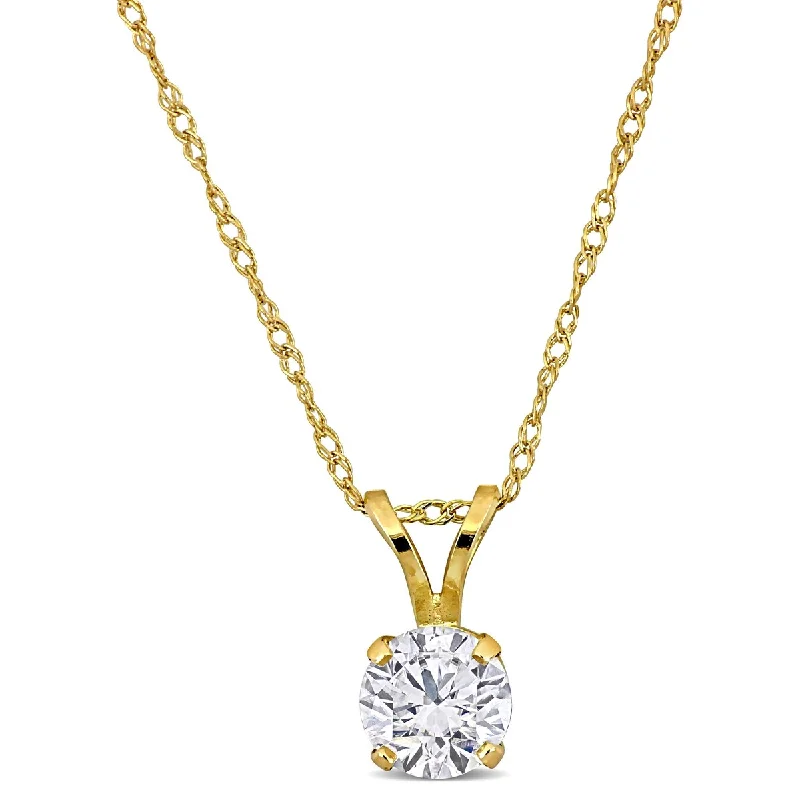 Created Forever 1/2ct TW Lab-Grown Diamond Solitaire Necklace in 14k Yellow Gold