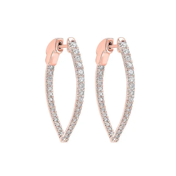 Bold cross earrings-14KT ROSE GOLD DIAMOND (1CTW) EARRING