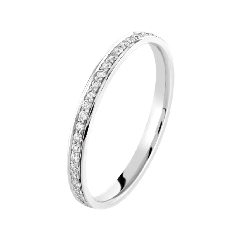 Sapphire halo engagement rings-0.18ct Round Brilliant Cut Diamond Channel Set 18ct White Gold Full Eternity Ring