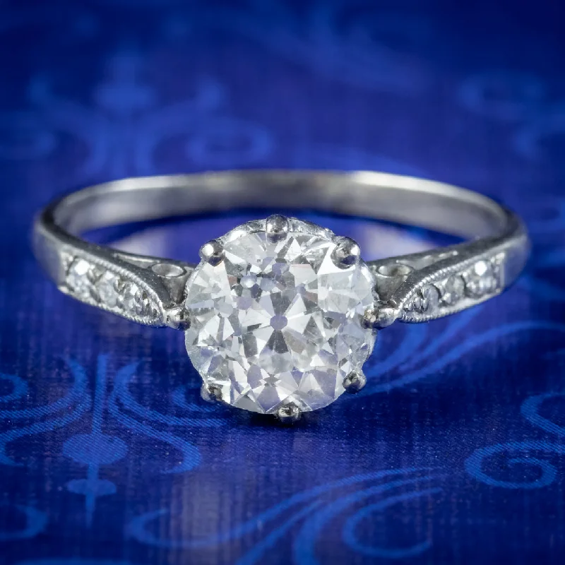 Astro birthstone rings-Antique Edwardian Diamond Solitaire Ring 1.46ct Diamond Circa 1910