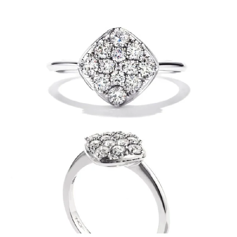 Ruby stone engagement rings-18ct White Gold Silk Pave Set Round Brilliant Cut Diamond Cluster Ring