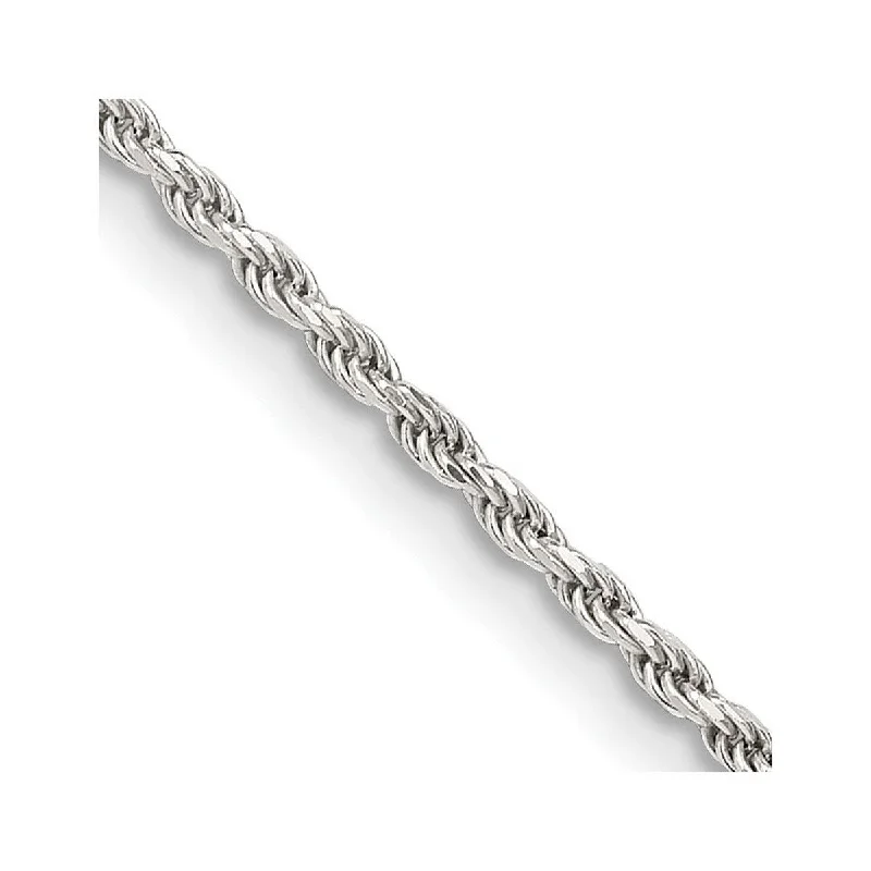 Curata 925 Sterling Silver Unisex 1.7mm Diamond Cut Rope Chain Necklace