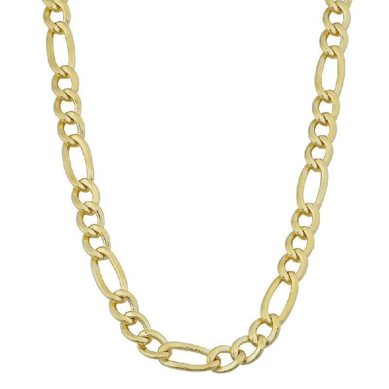 14k Yellow Gold Filled Men's High Polish Solid Figaro Link Necklace (5 mm thick)