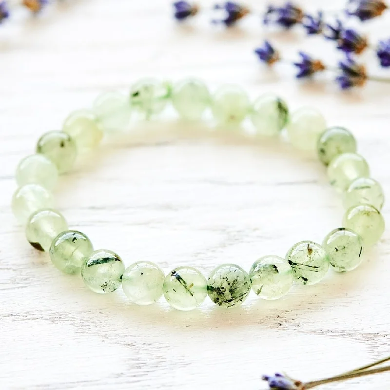 Polished bead bangles-Green Energy Crystal Bracelet