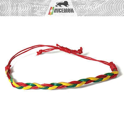 Linen cord bangles-Rasta Leather Wrist Bracelet Hippie Hawaii Negril Rico Dub Ras Reggae Marley RGY