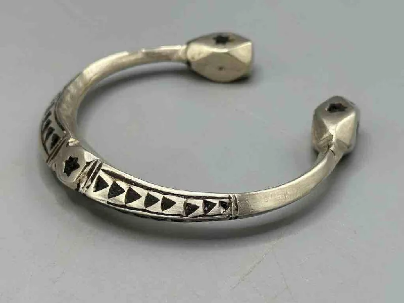 Surf motif bangles-Heavy Tuareg Coin Silver Inlaid Bracelet