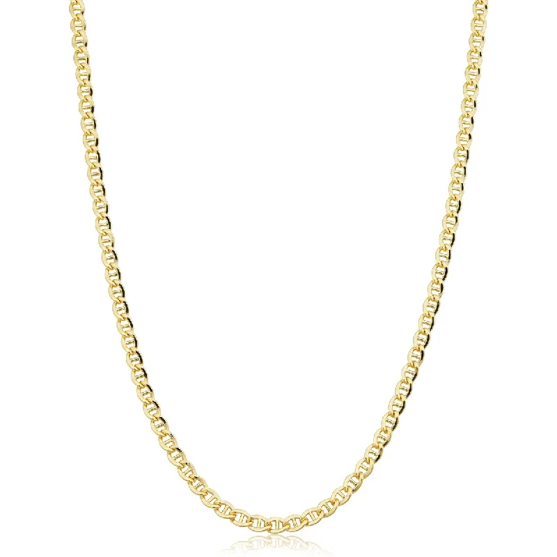 14k Yellow Gold Filled 3.4 mm Mariner Link Chain Necklace For Men and Women