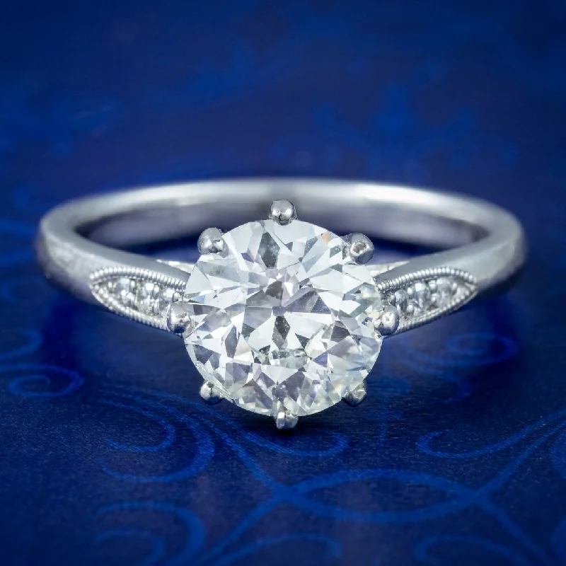 Topaz solitaire rings-Edwardian Style Diamond Solitaire Ring 1.78ct Diamond With Cert