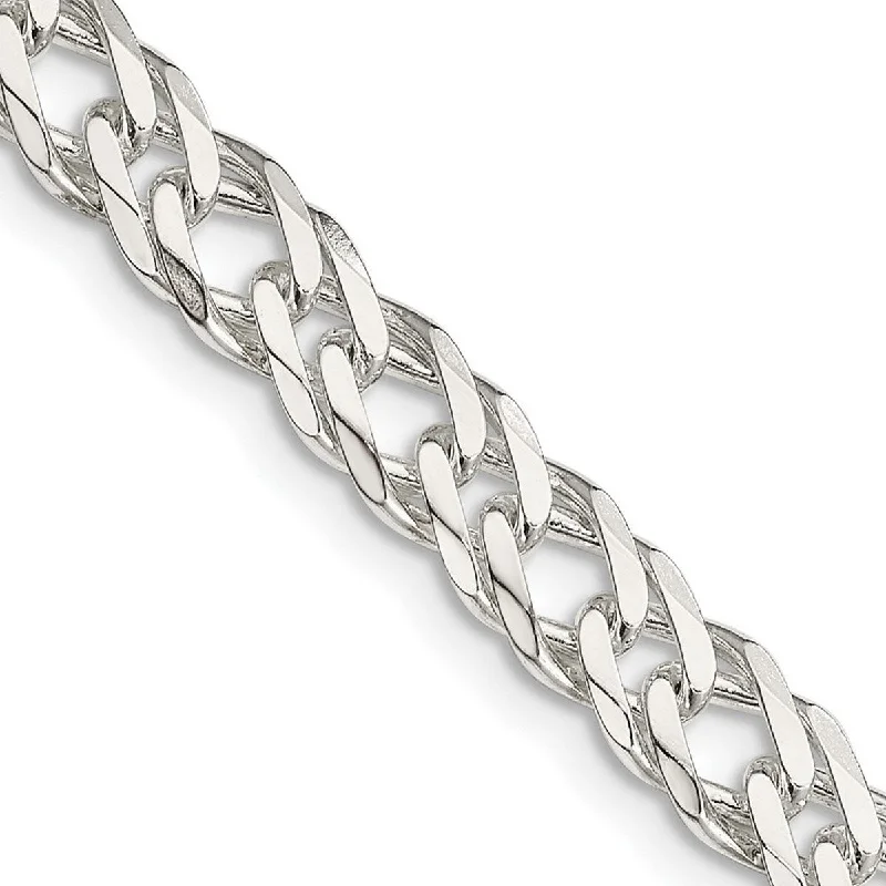 Curata 925 Sterling Silver 6.25mm Double Diamond Cut Flat Curb Chain Necklace