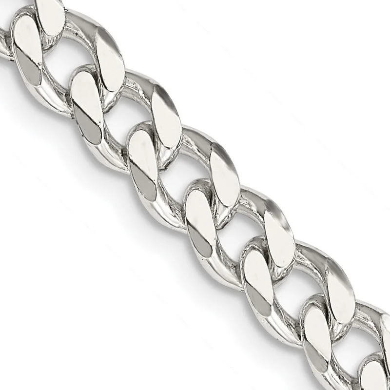 Curata 925 Sterling Silver Rhodium Plated 7mm Curb Chain Necklace For Men