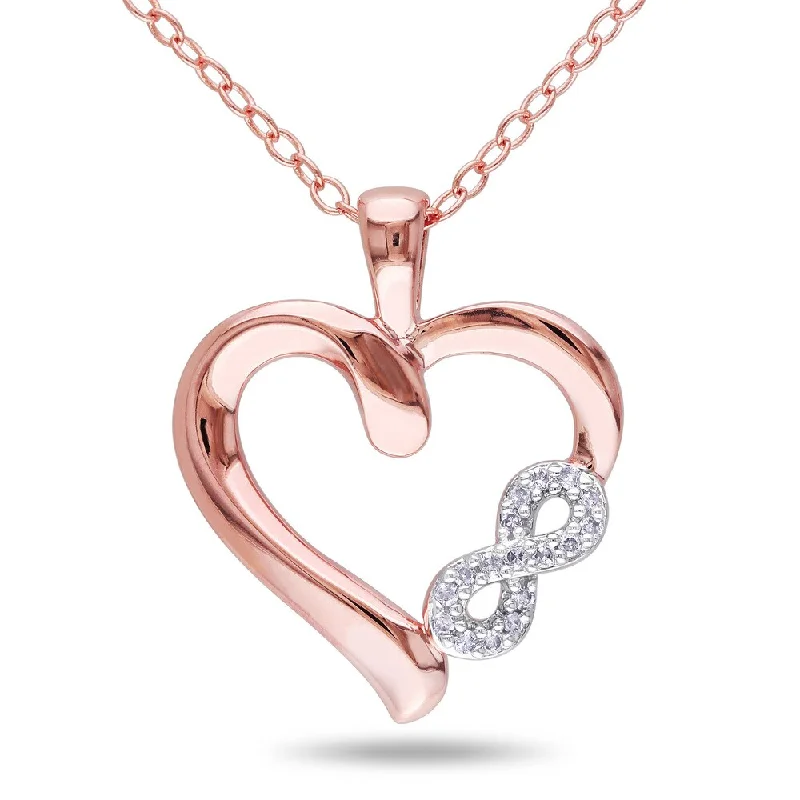 Miadora Rose Plated Silver Diamond Infinity Heart Necklace