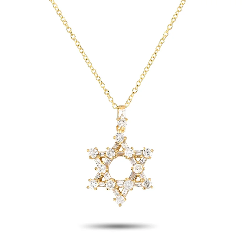 Yellow Gold 0.38ct Diamond Star of David Necklace PN15241-Y Length 16 Inch