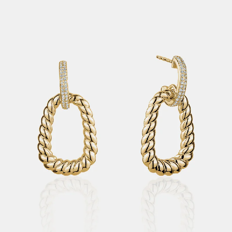 Thick cuff earrings-Fancy Interlock Oval Hoops