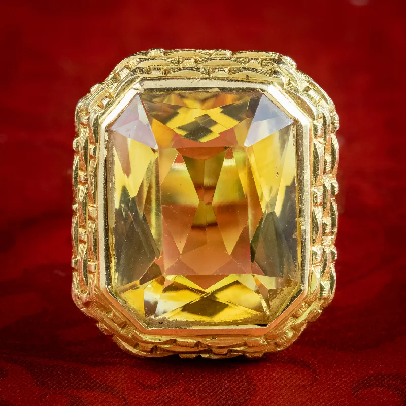 Victorian style rings-Vintage French Citrine Cocktail Ring 12ct Citrine