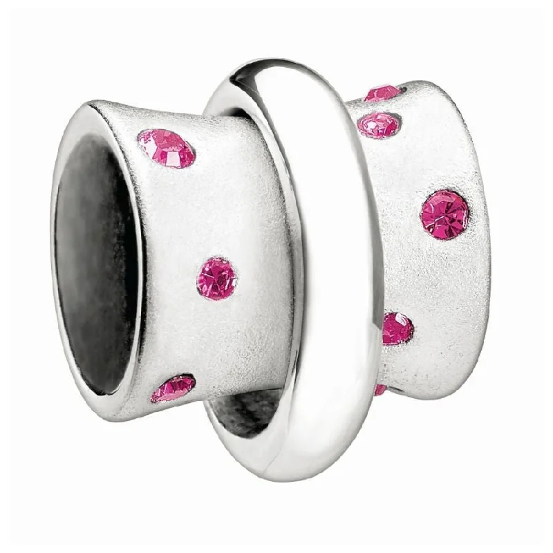 Teardrop engagement rings-Silver bead - Stella - Fuchsia crystal