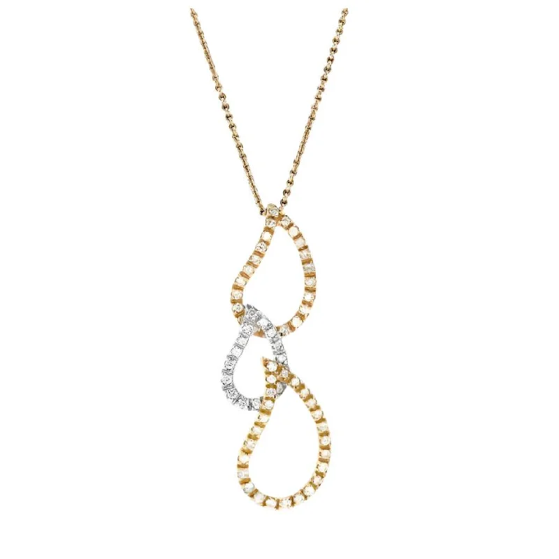 Petite heart engagement rings-18ct Yellow, White & Rose Gold Triple Teardrop Diamond Set Pendant & Chain