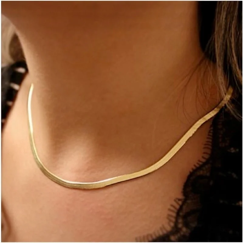 14K Gold Herringbone Necklace Snake Chain Mothers Day G