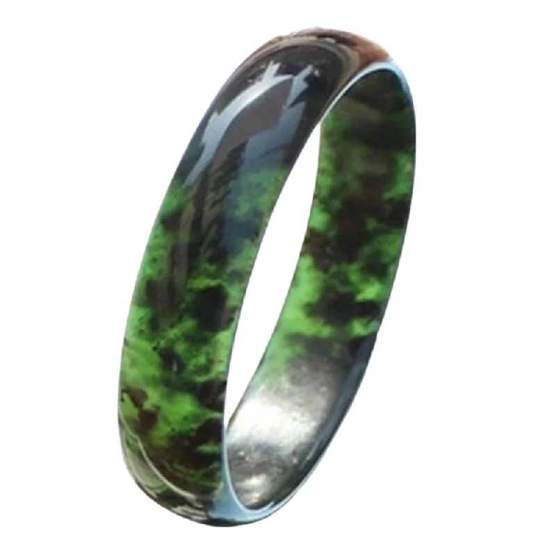 Flat charm bangles-Natural Black Green Jade Bracelet