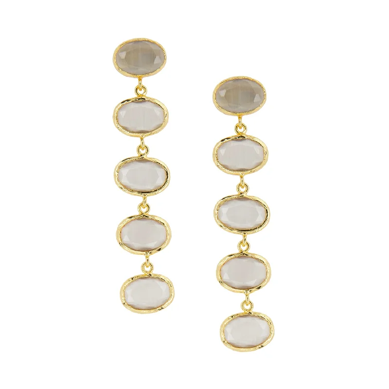 Swirl shape earrings-5 stone cat eye glass drop earring