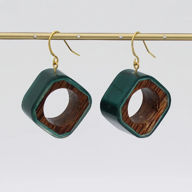 Bright stud earrings-Emerald Geoblend Dangle Earring